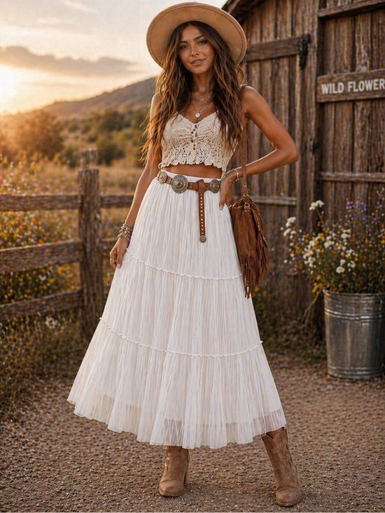 papillon Dresses & Skirts - Papillon white tiered midi skirt